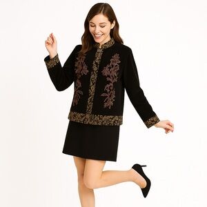 WHITE STAG Black Velvet Button Down Jacket Size S(4/6)